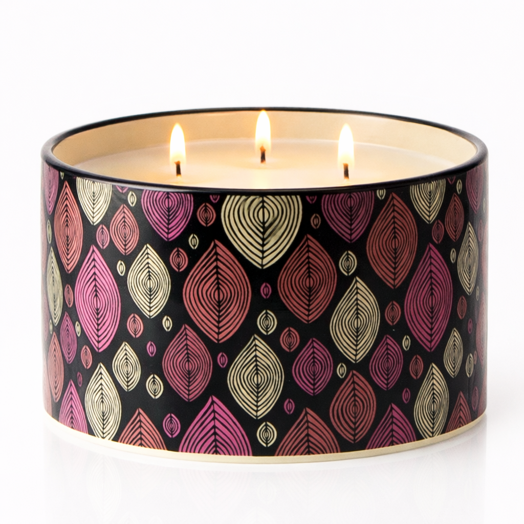 Lantern Cove Home Fragrances | Scented Soy Candles & Diffusers Australia Lantern Cove Home Fragrances | Scented Soy Candles & Diffusers Australia Elegant Candle With Vibrant Patterned Design